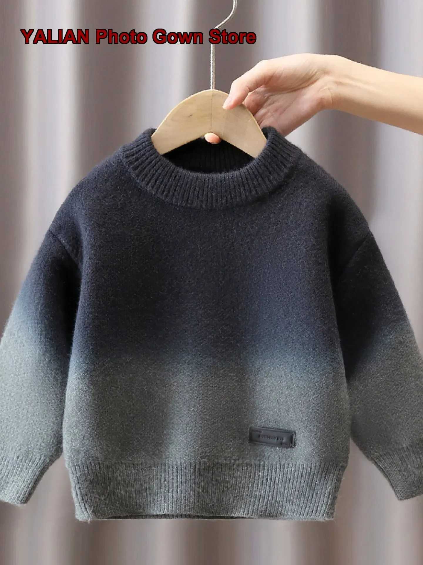 Boys Autumn Winter 2026 Baby Spring Gradient Color Knit Top Kids Trendy New Year Wear