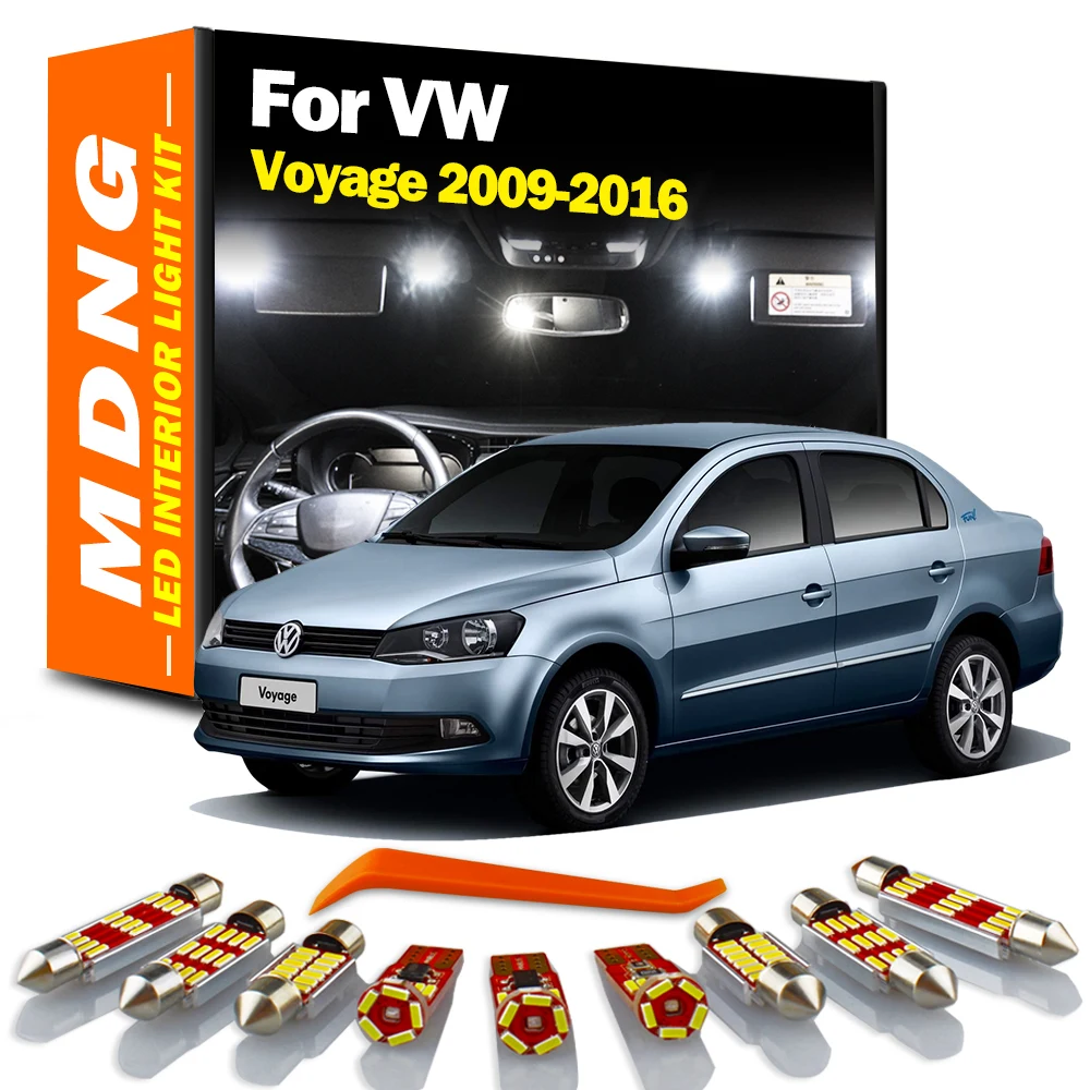 MDNG 9Pc Canbus For Volkswagen VW Voyage 2009 2010 2011 2012 2013 2014 2015 2016 LED Interior Map Dome Light Kit Car Accessories