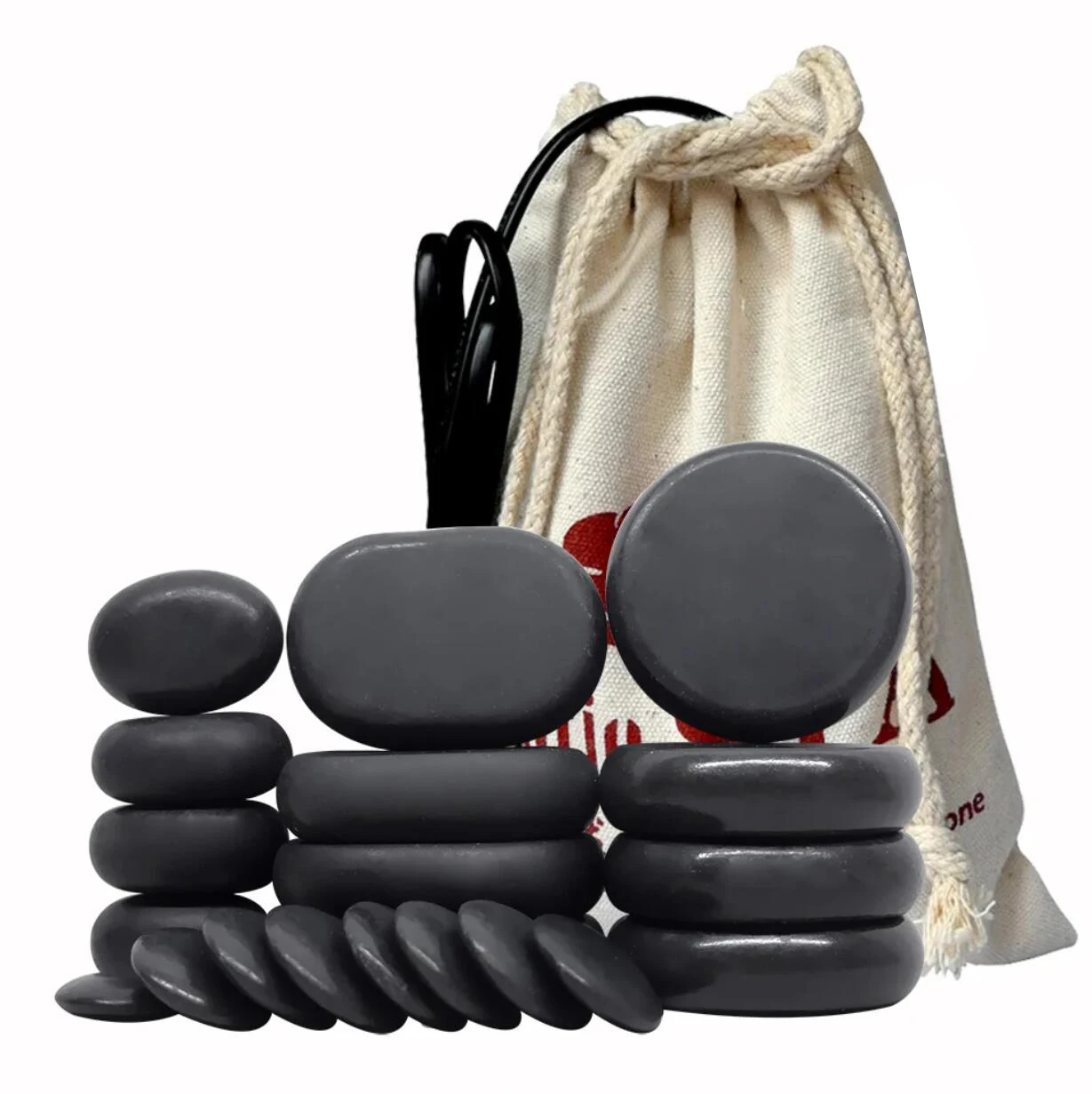 Tontin 20pcs/set Hot Stone Massage Set Heater Box Relieve Stress Back Pain Health Care Lava Basalt round massage tool Stones