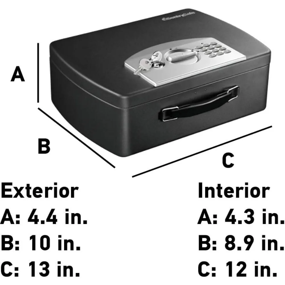 Cassetta di sicurezza nera portatile con serratura a tastiera digitale, piccola cassaforte da viaggio in acciaio con maniglia per il trasporto di denaro, 0,21 piedi cubi