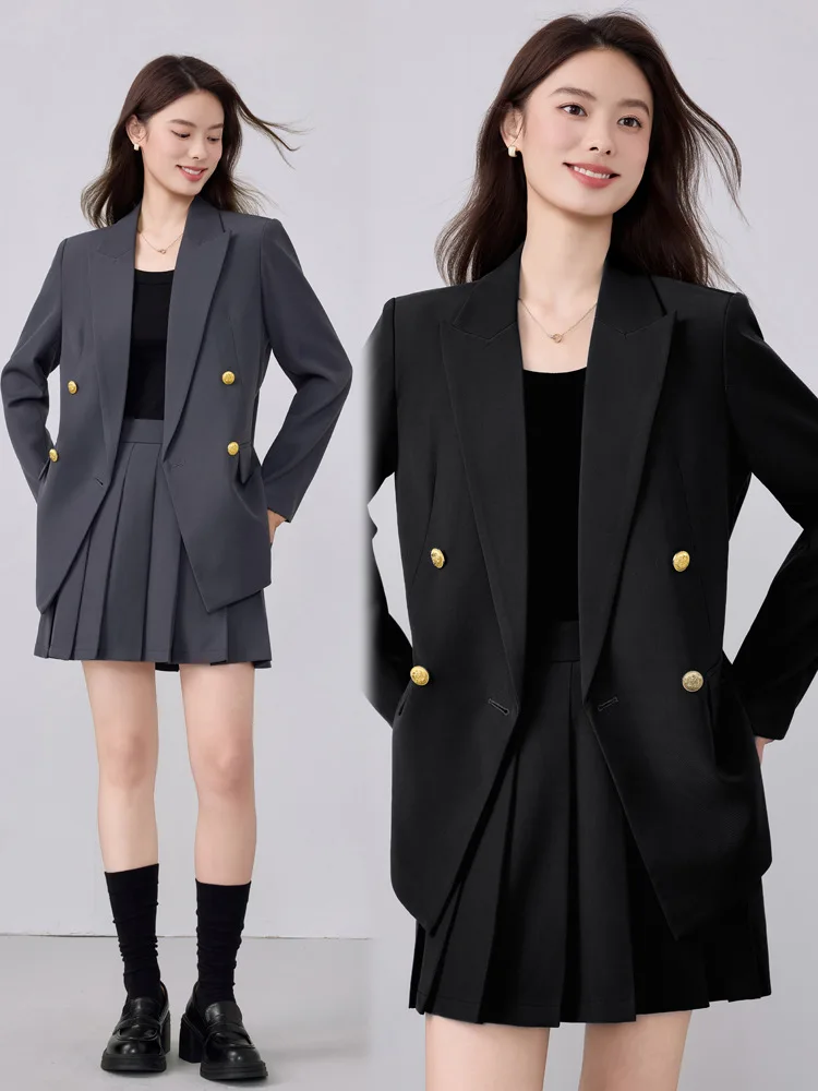 

Двубортный блейзер для женщин 2025: Новая осенняя коллекция для профессиональных собеседований, официальной рабочей одежды и офисных костюмов