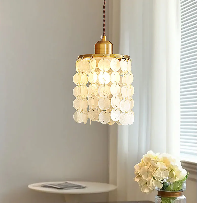 Indonesian Imported Natural Shell Wind Chimes Bedroom Long Line Small Chandelier Nordic Retro Decorative Atmosphere Chandelier