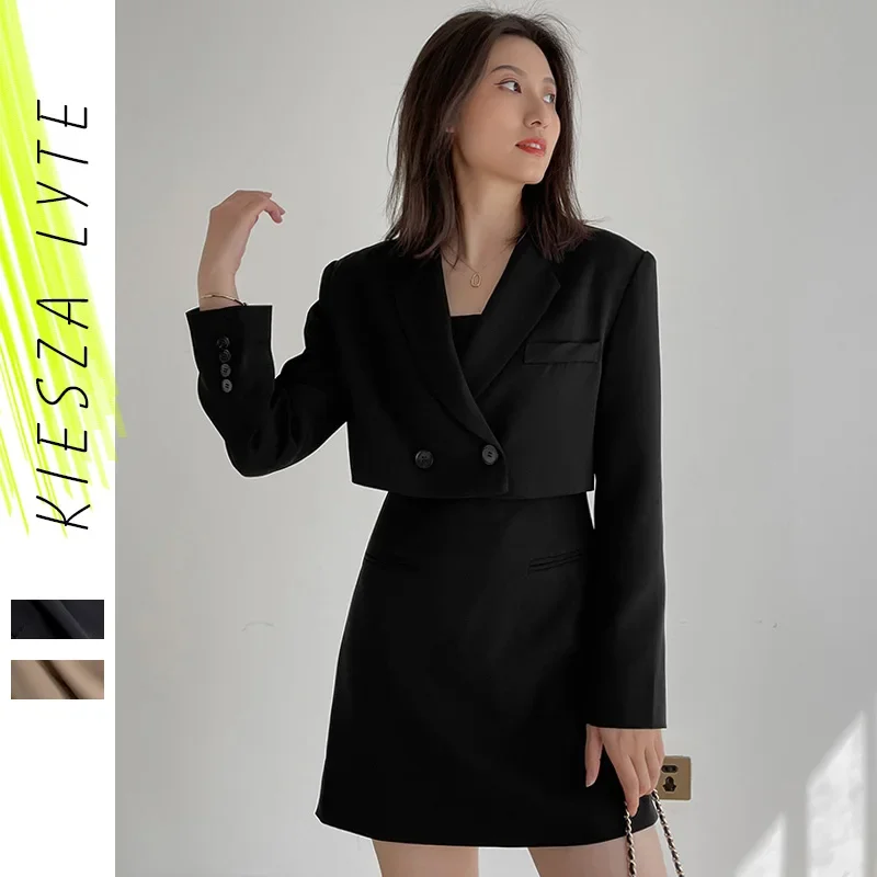 

Women 2 Piece Set 2024 New Fashion Black Work OL Two Piece Set Bodycon Dress and Blazer Femal Set Outfits