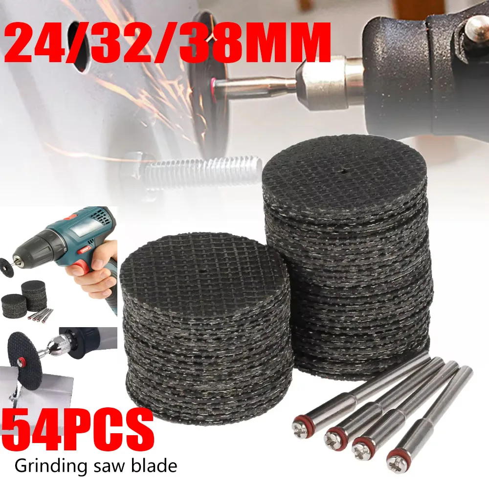 50Pcs Abrasive 24/32/38mm Cutting Disc +4Pcs Mandrels Rotary for Dremel Accesories Metal Cutting Rotary Tool Saw Blade