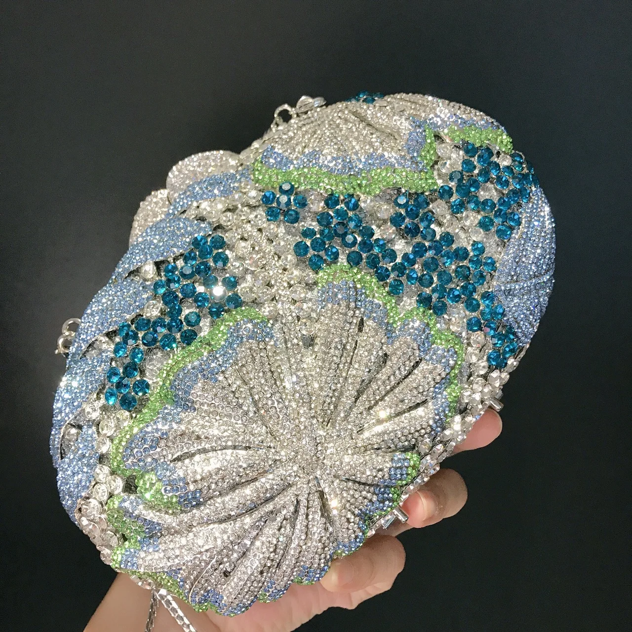 Crystal Wrap Diamond Banquet Clutch Bag Bridal Handbag Flower Rhinestone Evening Bag Metal Chain Diamond Bag Women Vintage Bag