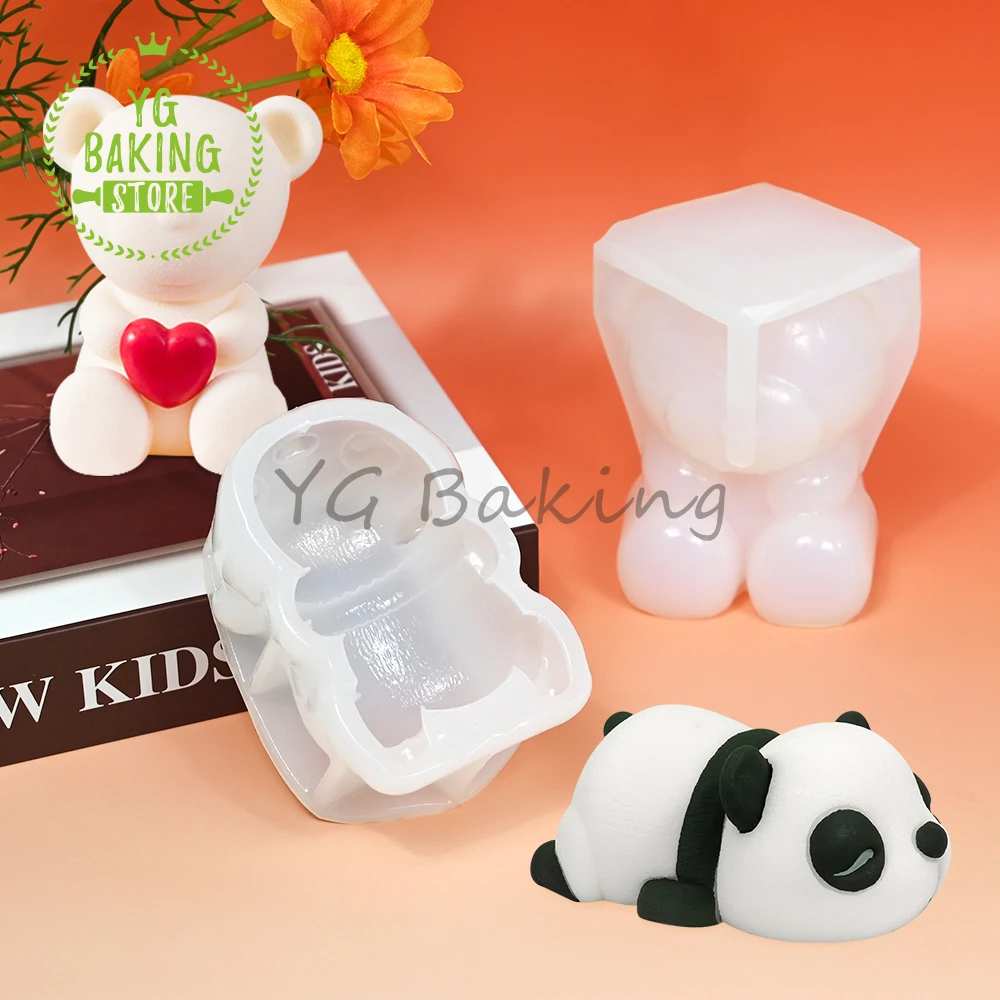 

3D Panda/Bear Design Pudding Silicone Mold Chocolate Mousse Mould Valentine's Day Cake Decorating Tool DIY Candle Model Bakeware