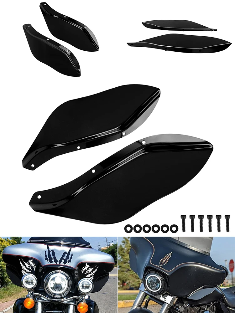 Schwarze Motorrad-Luftabweiser Windschutzscheiben ABS-Flügel Seitenverkleidung Windabweiser für Harley Electra Street Glide 83-13