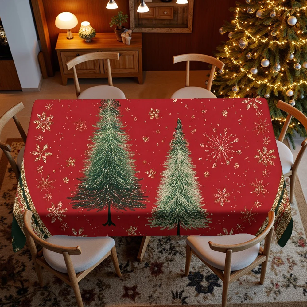 Cute Xmas Cartoon Tablecloth Restaurant Kitchen Tablecloth Living Room Home Decoration Rectangular Party Decoration