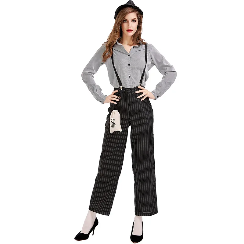 Halloween Purim Party 1920s Female Mafia 30s Manhattan Gangster Cosplay Costume Stage Performance Magician Fancy Dress