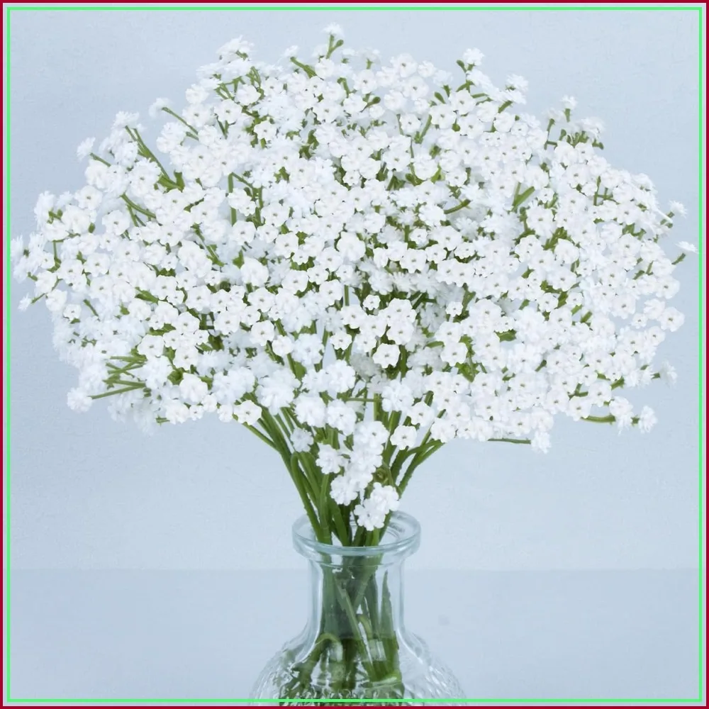 6 Baby Breath Artificial Flowers - Bulk Faux Bouquet White Greenery Real Touch Fake Flowers Wedding Centerpieces Table Decor
