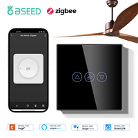 BSEED Zigbee Fans Switches Smart Wall Touch  Speed Control Switch With EU Socket Support Tuya Smart Life Alexa Voice Control