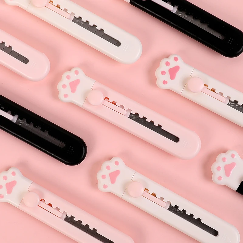 Imagem -05 - Cute Cat Paw Mini Art Knives Conjunto de Canivetes Kawaii Portátil Papelaria Segura Retrátil para Crianças Meninas e Mulheres Estilo Rosa Pcs