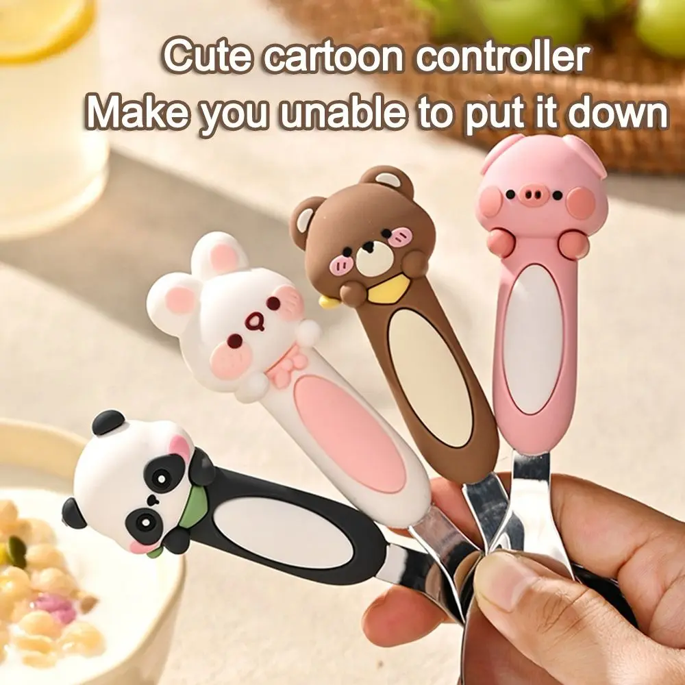 316 Stainless Baby Special Feeding Spoon Silicone Anti Slip Handle Children\'s Tableware Spoon Tableware Gadgets Yuanbao Spoon