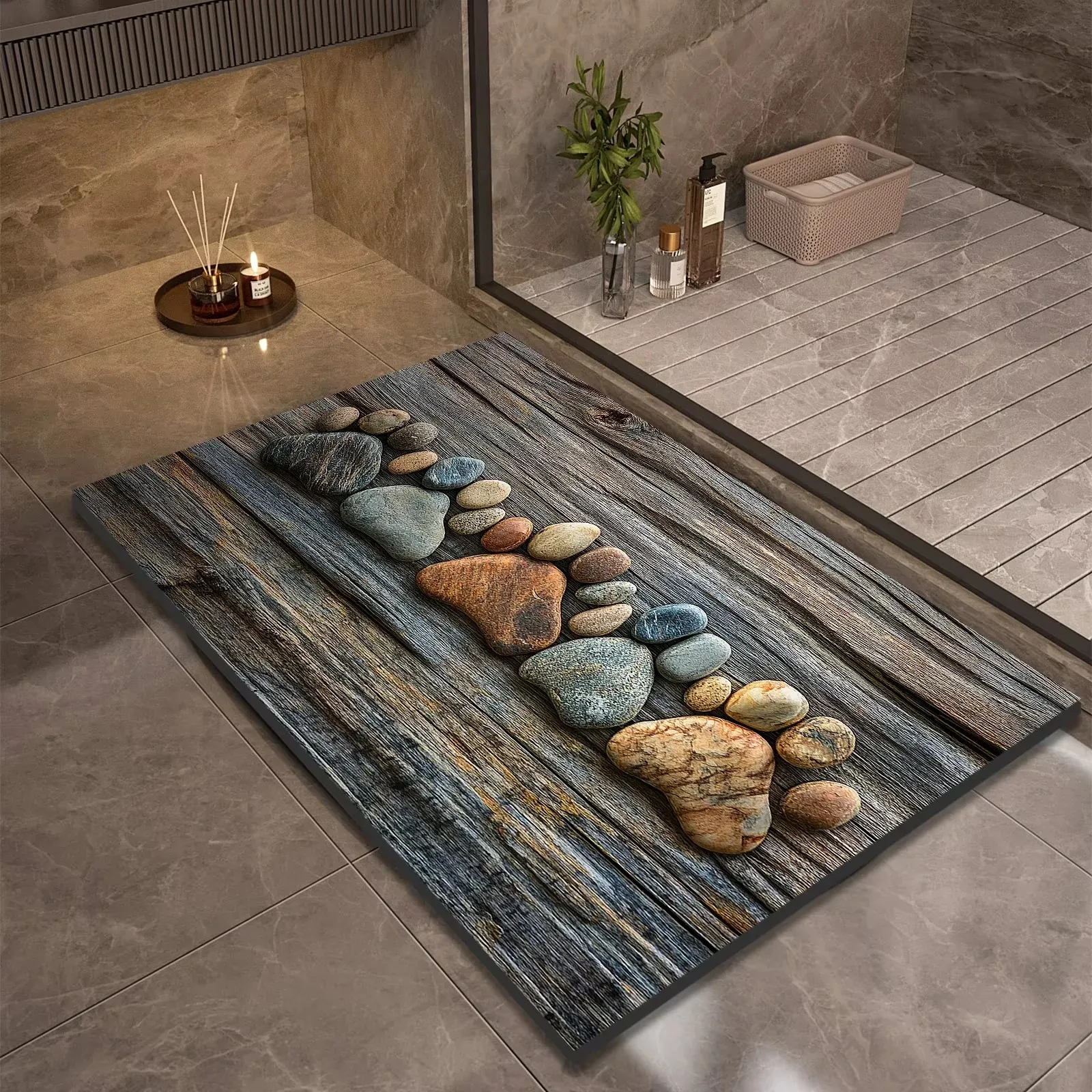 VIKAMA American-Style Bathroom Anti-Slip Floor Mats, Water-Absorbing And Dirt-Resistant Entrance Door Mats, Home Decoration