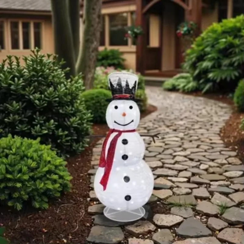 Waterproof Snowman Decorative Lights Luminous LED Night Lights for Outdoor Garden Christmas Holiday Party Emitting White Light