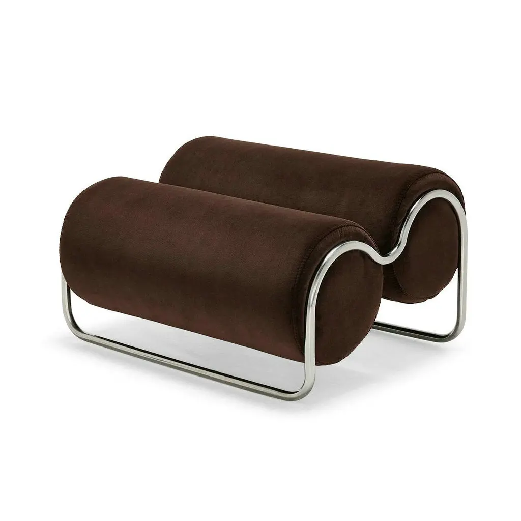 

Бархатный пуф-оттоманка в стиле середины века для ювелирного магазина, коричневый, с обивкой из бархата, на стальном каркасе, для зоны отдыха