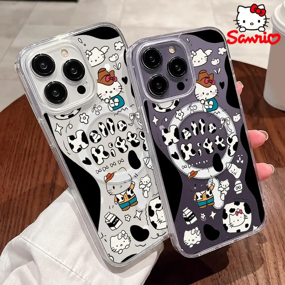 كيتي كات جراب هاتف منع السقوط آيفون 16/15/14/13/12/11 امرأة آيفون حافظة سانريو Kt لطيف ملحق مرحبا كيتي 2025 جديد