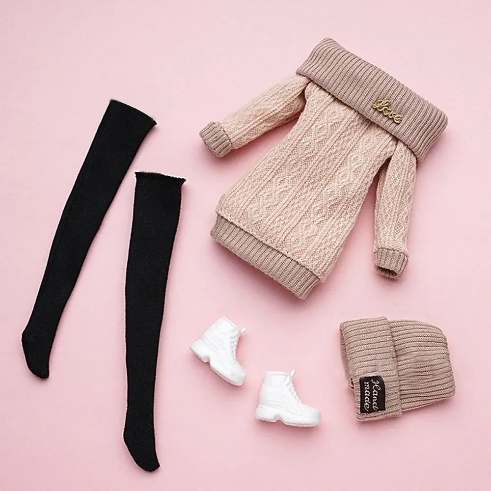 1 Set 1/6 Doll Casual Clothes Shoes Hats Winter Wear Sweaters Pants Girl Doll Wearing Set For 29~32cm Doll Clothes Accessories