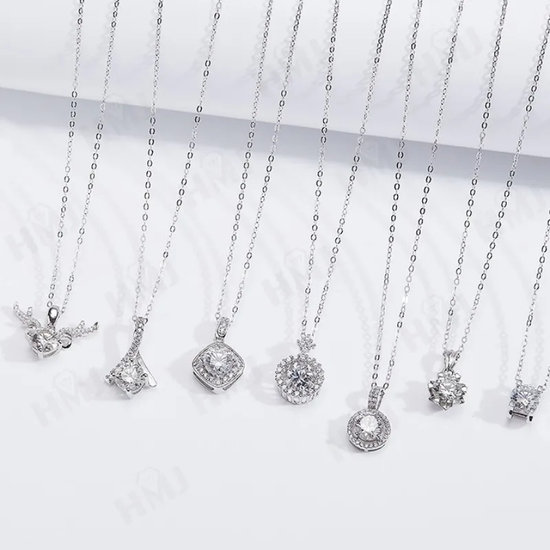 

Moissanite Necklaces 925 Sterling Silver D Color Round Shape Prong Setting Anniversary Thanksgiving Day Gift Wedding Elegant