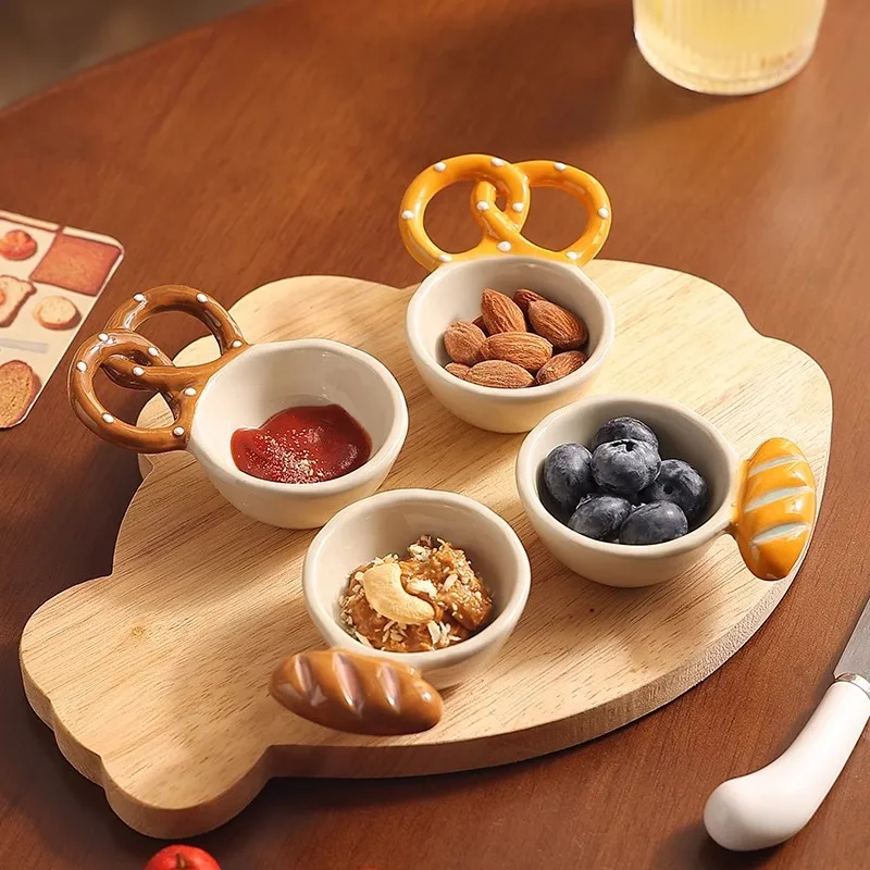 

Creative Themed Ceramic Sauce Dishes - Mini Artisan Baguette & Dip Plates for Trendy Boards & Aesthetic Dining