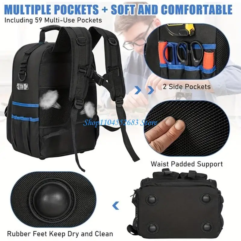 Professional Tool Bag Backpack Heavy Duty Tool Backpacks Waterproof Tool Bags
