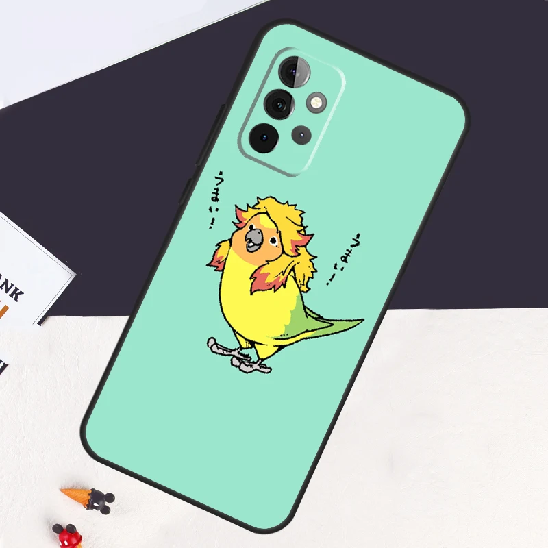 Chubby Cockatiel Parrot Bird Case For Samsung Galaxy A54 A34 A14 A53 A13 A33 A73 A12 A22 A32 A52 A52S A51 A71 A50 Cover Coque