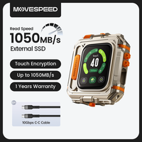MOVESPEED GD10 1050MB/s Portable SSD 2TB 1TB Touchscreen Encryption 10Gbps External Solid Hard Drive for iPhone 15/16 PS4 PS5 PC