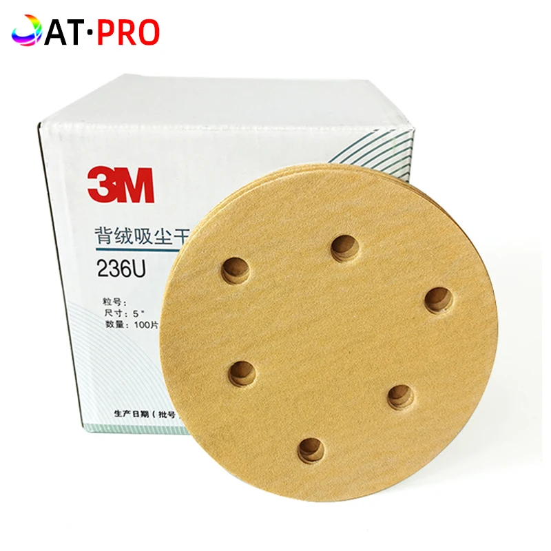 

Real 3M236U5 "6 Hole Dry Sandpaper 125mm Round Flocking Yellow Sand Car Finish Home Wood Polishing