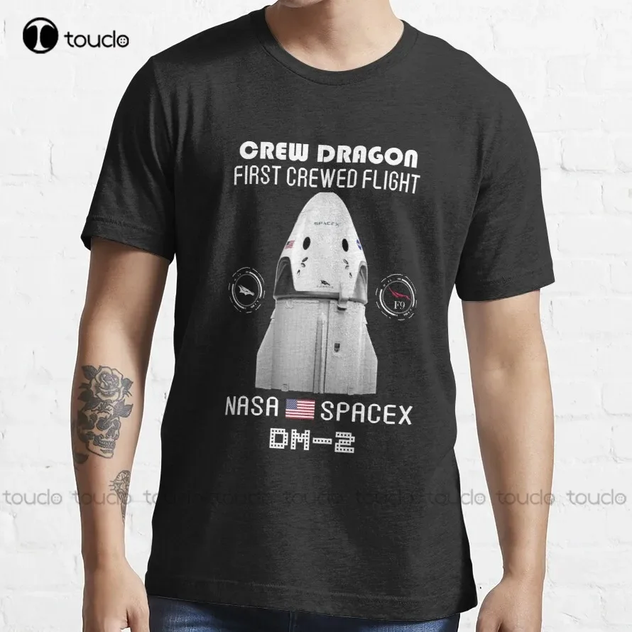 Crew Dragon T-Shirt Spacex First Crewed Flight Na Spacex Dm-2 Trending T-Shirt Oversized Tshirts Digital Printing Tee Shirts New