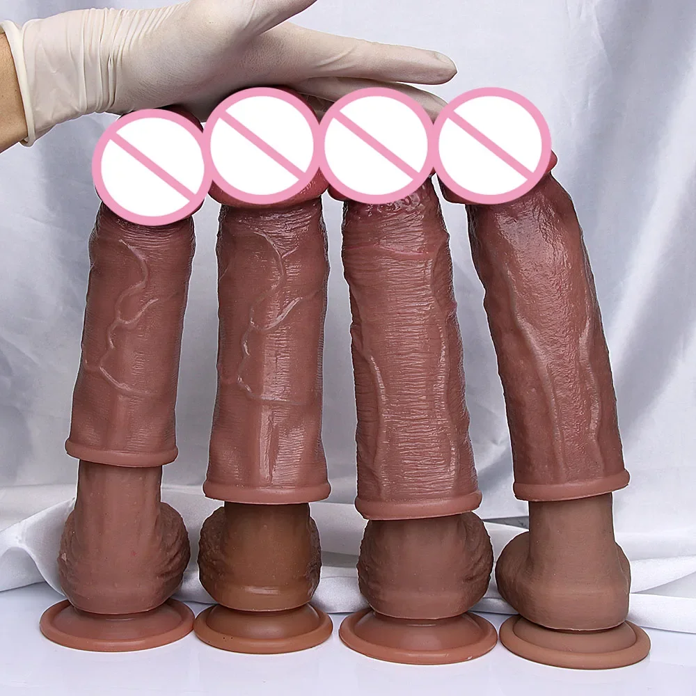 Male Extende Enlargement Penis Sleeve Reuseable Silicone Sex Toys Wolf Teeth Set Adult Male Silicone Set Couple Sharing Sex Toys