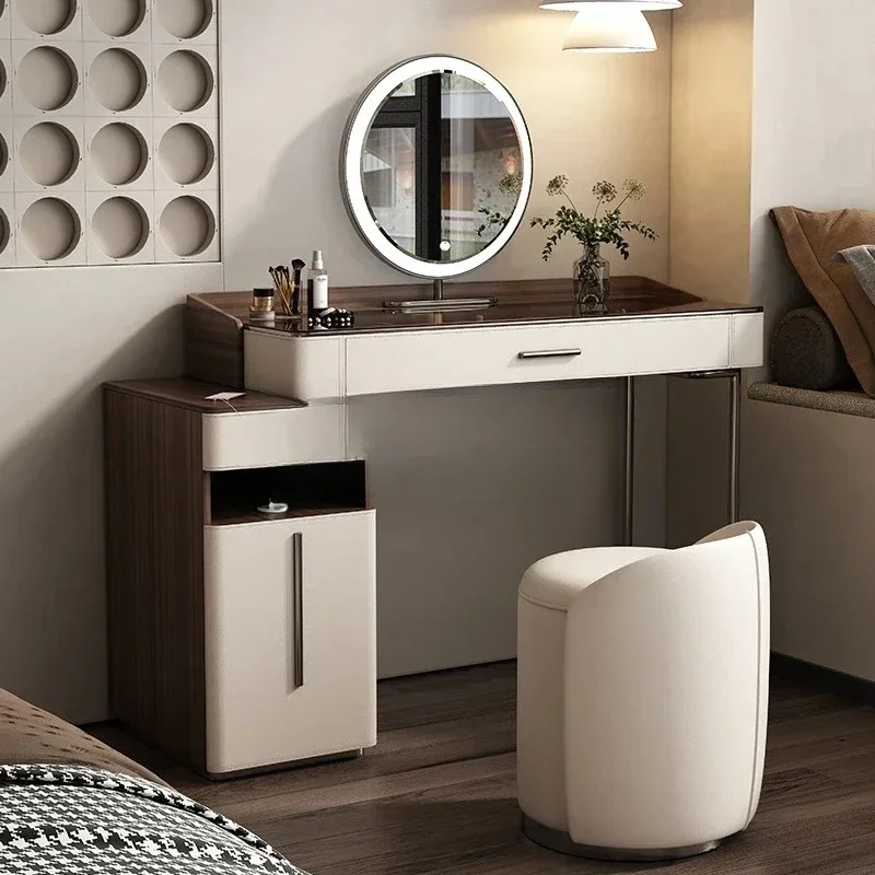 JJD96 Light Luxury Dresser, Minimalist Small Apartment Storage Cabinet Integrated, New, Premium Glass Makeup Table
