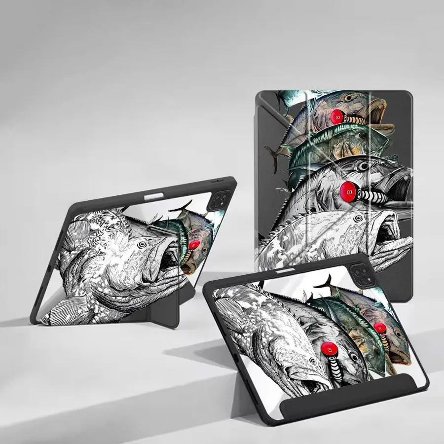 

Креативный чехол-подставка для планшета с дизайном рыбы для iPad Pro 2025, Pro 11, 10, 9, 8, 7-го поколения, 12.9 дюймов, Air 4, 5, M3, M2, M4, 11 дюймов, Mini 6, 7
