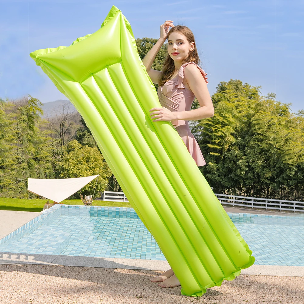 Water Recliner Solid Color Swimming Lounge Bed PVC Inflatable Pool Float Lounger Foldable for Swimming Pool Party
