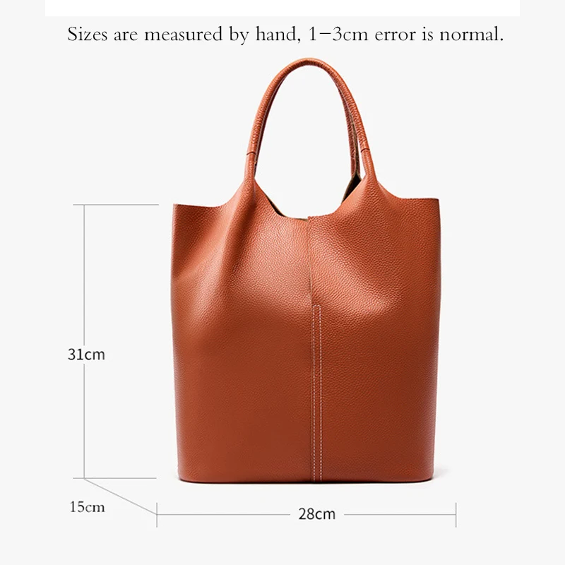 Soft Comfortable Genuine Leather Lady Handbag Large Capacity Women Bucket Tote Bags Elegant Female Composite Shoulder Bag New