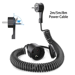 2/5/8meters European Power extension cable, Male Plug to Female Socket extension cord, EU Schuko Plug Spiral Cable, 230 V/13A