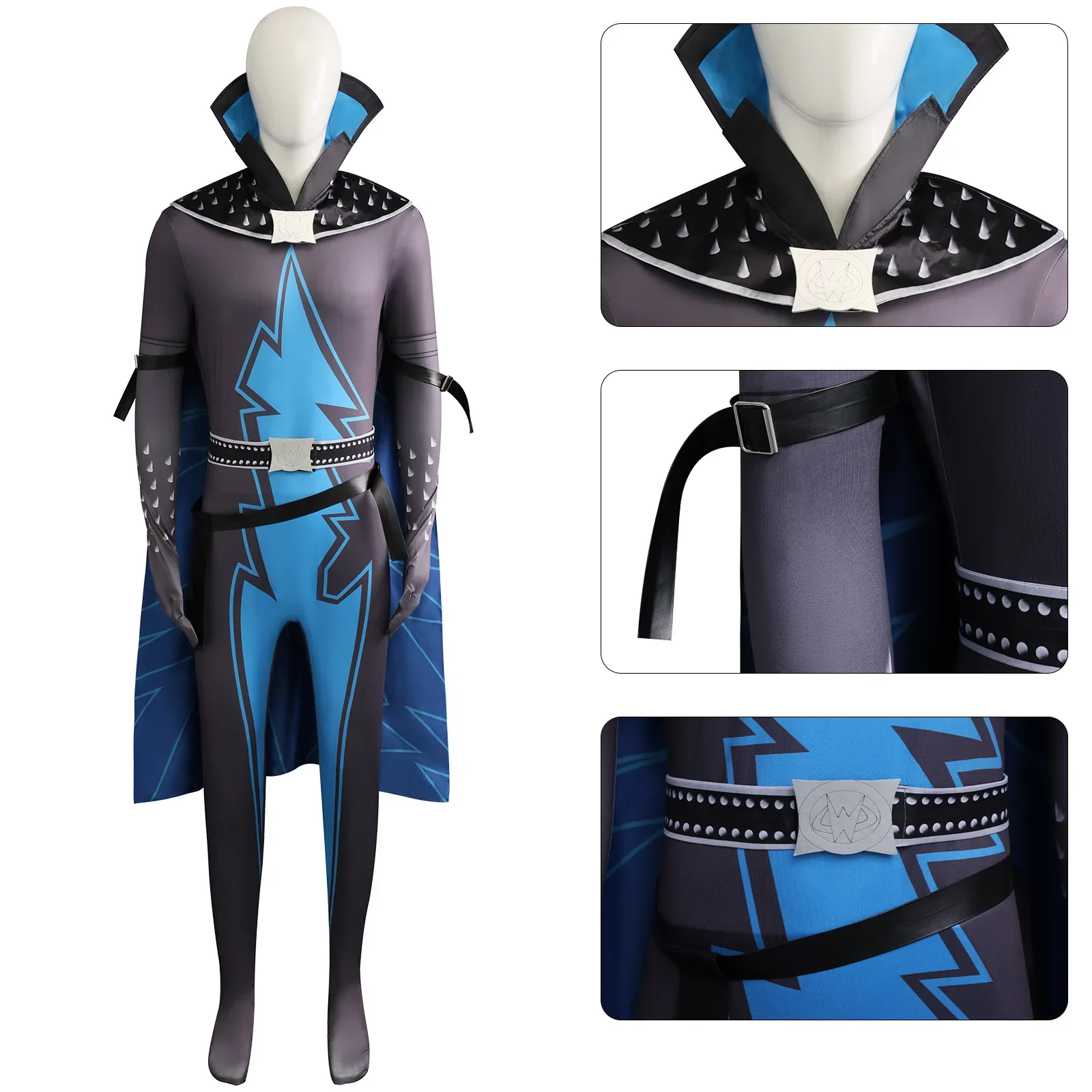 

Halloween Party Outfit For Adult Men Performance Role Play Clothes Megamind Cosplay Anime Costume Jumpsuits Cloak Uniform Suit