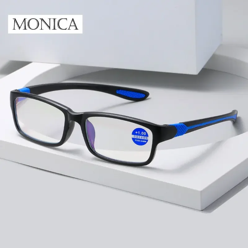 Reading Glasses Men Women Sports Anti-blue Light Reading Eyewear Black Red TR90 Frame Presbyopia Eyeglasses +100 to+400 glasses