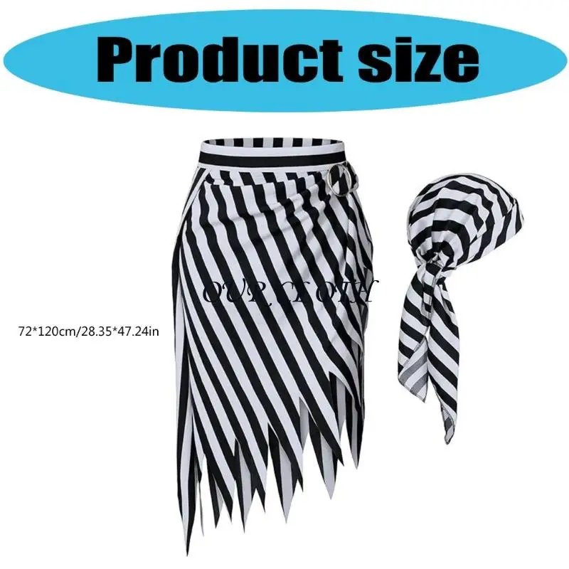 2pcs Pirate Bandana Head Scarf Pirate Jirate Pirate Costume Accessoires Set For Women Men Halloween Cosplay Costumes Y1ac