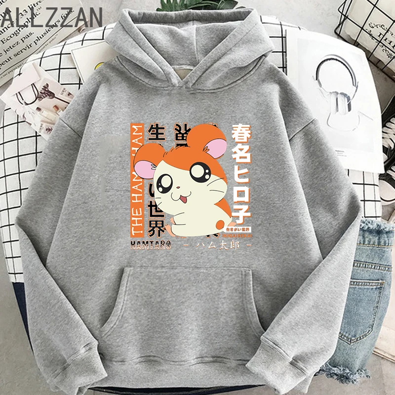 Hamtaro Anime Hoodies pour femmes, manches longues, Cool, uni, Streetwear, Kawaii, sweat à capuche, mode, Kpop, vêtements pour femmes, 2024