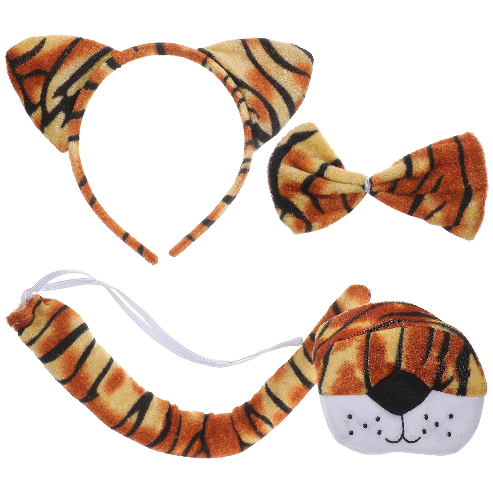 

1Set Tiger Headband Bowtie Tail Nose Kids Cosplay Set Comfortable Soft Material Playful Animal Costume for Kids
