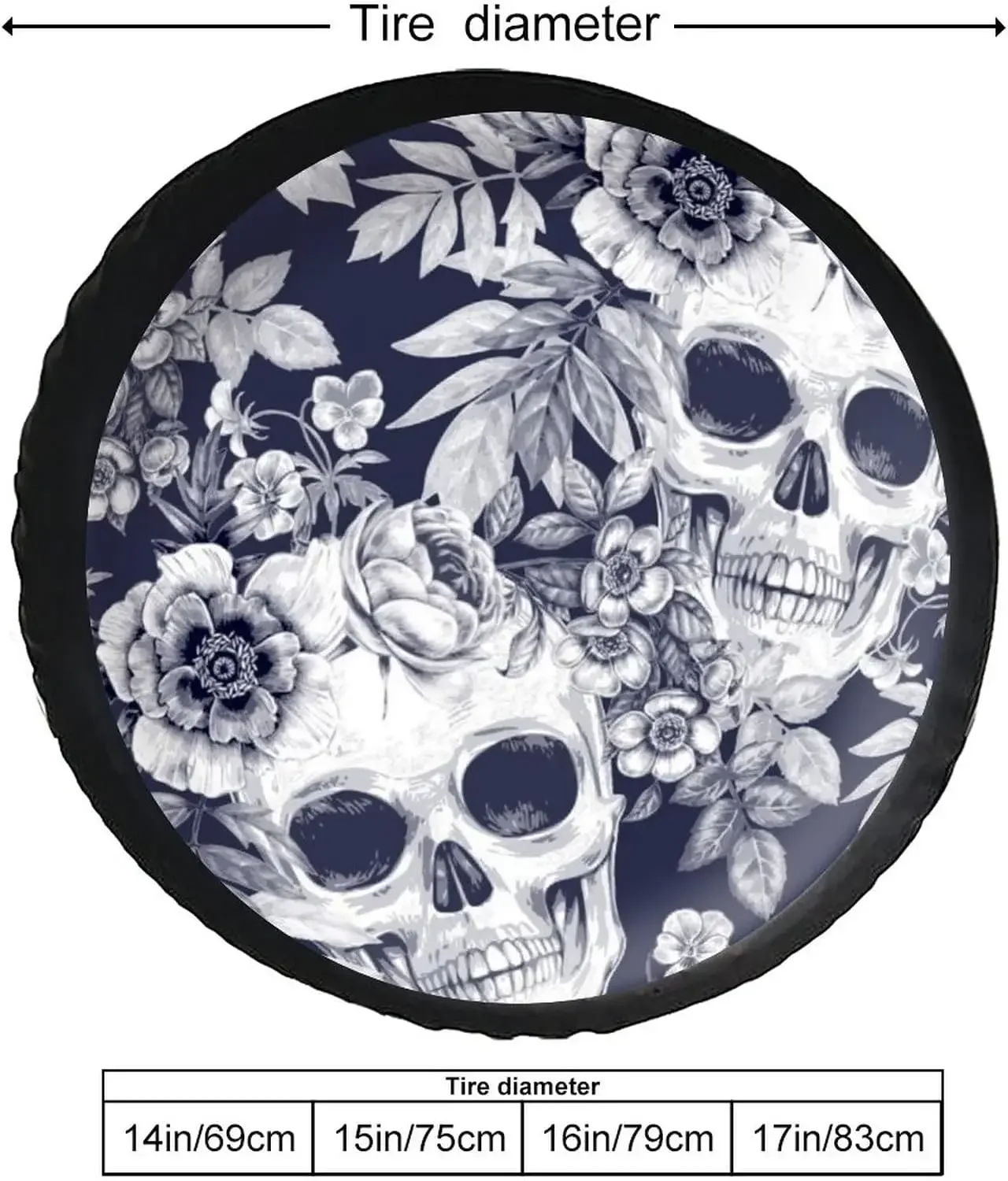 Skull Skeleton Spare Tire Cover Weatherproof Dust-Proof Tire Universal Covers Fit for Truck SUV Motorhome Travel Trailer