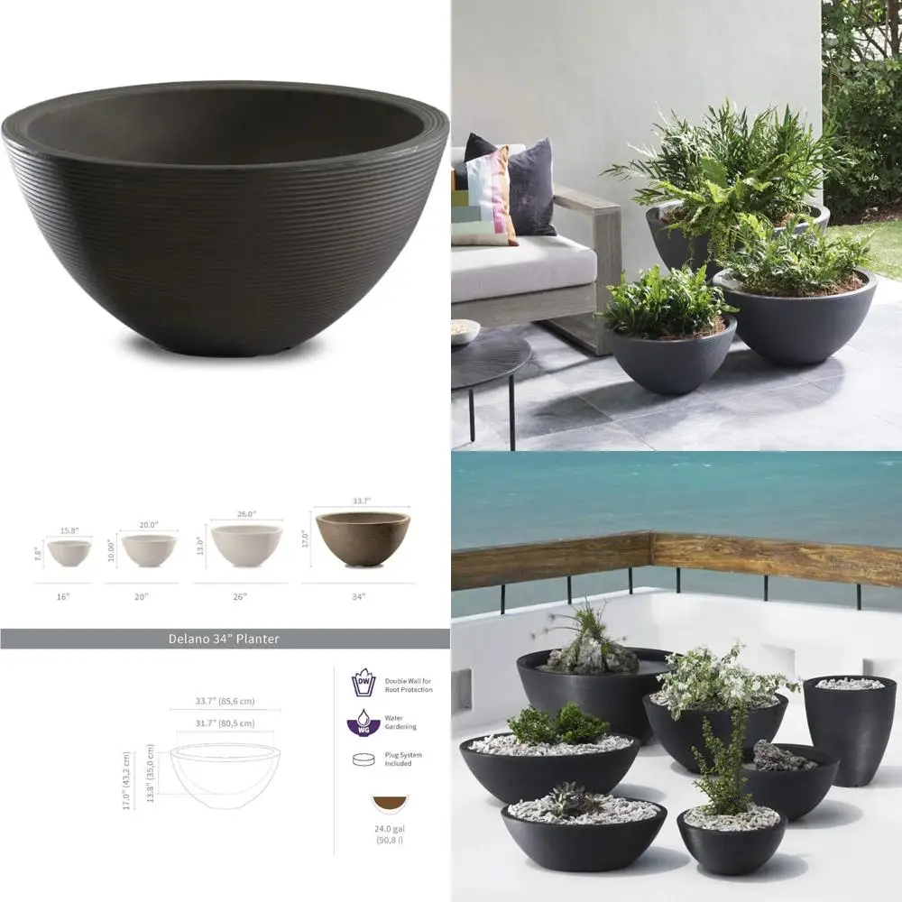 

Большой открытый круглый неглубокий горшок для садов, бонсай и суккулентов — идеально подходит для садового декора и посадки