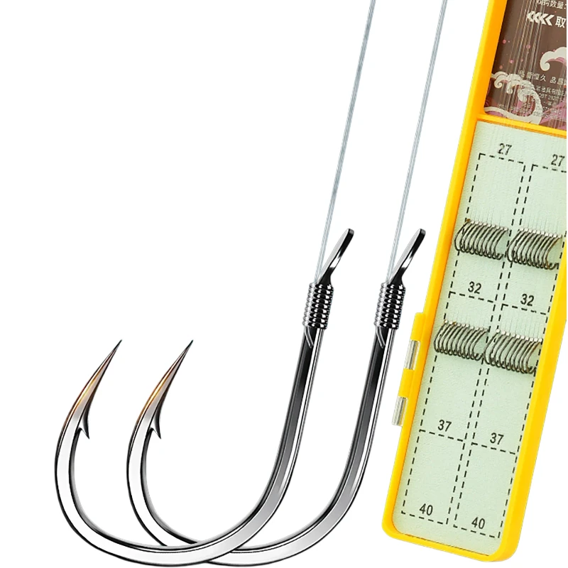 

Ready Tied Iseama Fishing Hooks Set High Carbon Steel Anti-Tangle Barbed Double Hooks Big Carp Silver Carp Freshwater Fish Hooks