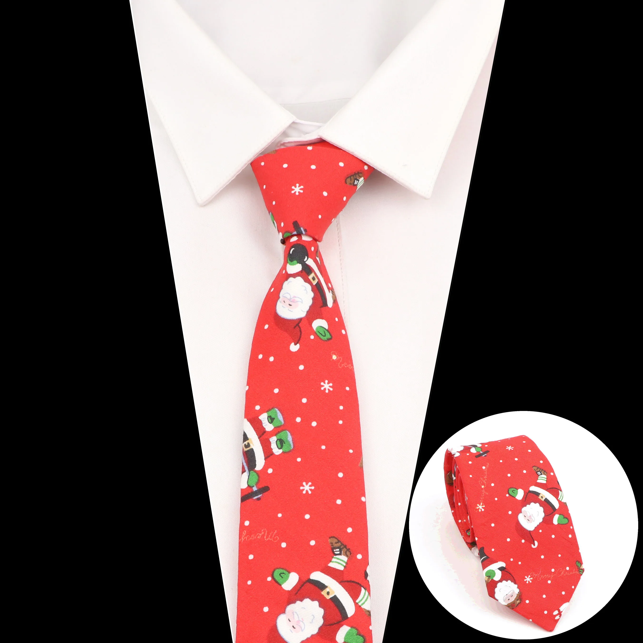 New Cotton Christmas Ties For Men 6cm Neck Tie Santa Snowflake Snowman Gifts Print Dress Wedding Butterfly Gift Cravat Accessory