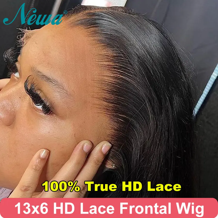 Newa Upgraded 13x6 HD Lace Full Frontal Wigs Glueless Straight Human Hair Wigs Pre Plucked Natural Scalp Brazilian Hair HD Wigs