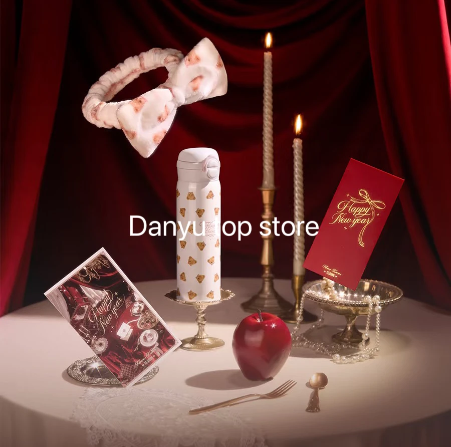 

Набор для макияжа «Цветок знает» 2026 Новогодний подарок, набор из 4 предметов, резинки для волос с чашками, поздравительные открытки, красные конверты