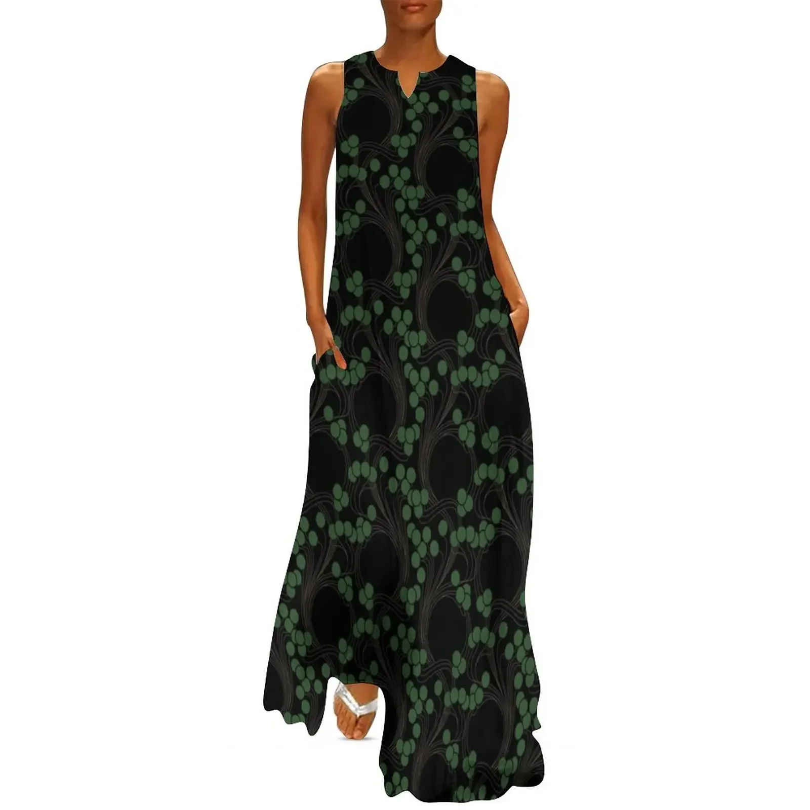 

K.Moser Nouveau Beads - Green Long Dress Women's evening dress purple dress fairy