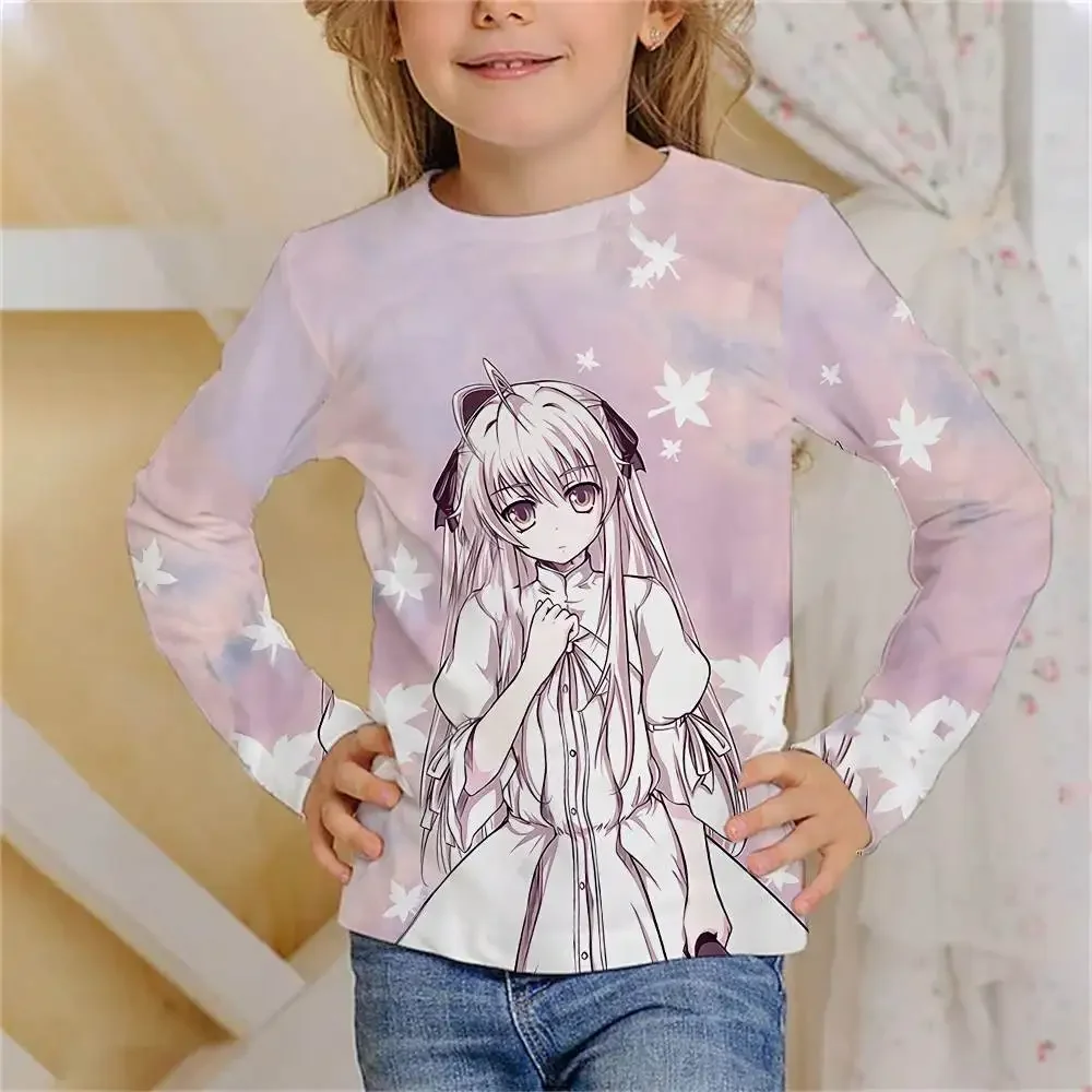 T-shirt long à col rond pour enfants, impression 3D, anime, Yosuga, No Sora, garçons, filles, dessins animés Kawaii, mode décontractée, vêtements en Y