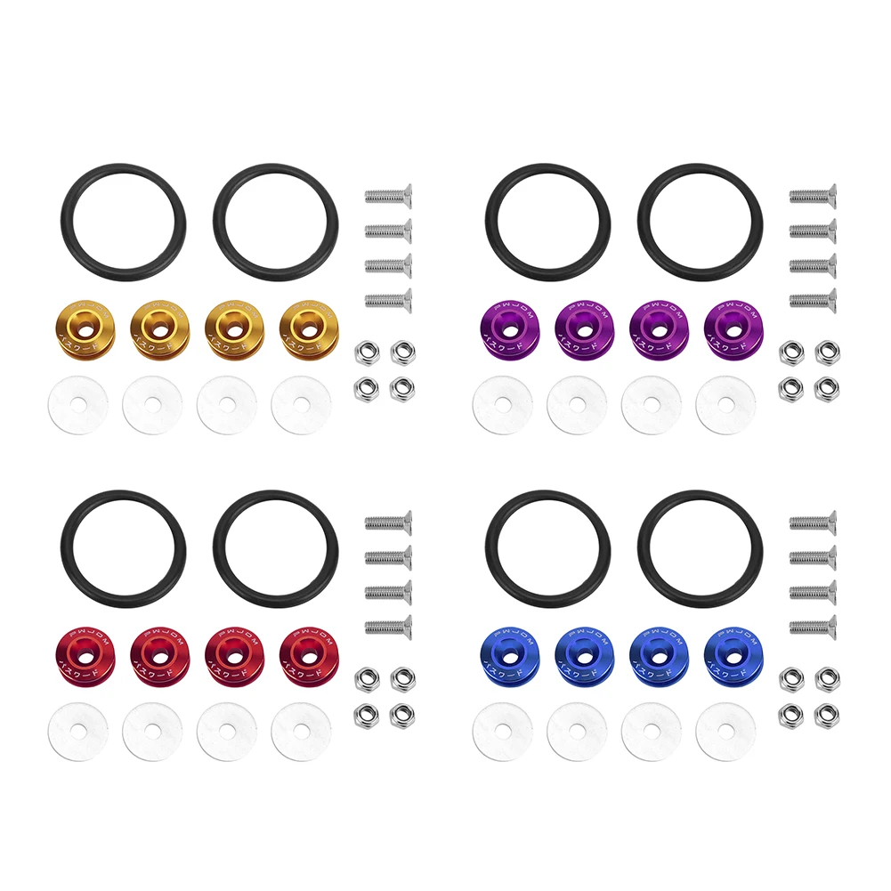 Quick Release Fasteners Rings Colorful Quick Release Fasteners Rubber Rings Kit for Car Bumper Trunk Mud Guard Lid