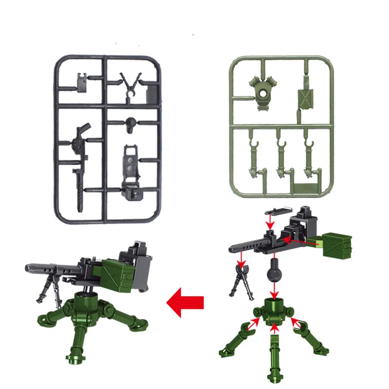 WW2 Military Building Blocks Solider Figures Gifts Weapons M2 MK19 Gatling NSV Machine Guns Mortar Equipments MOC Mini Bricks